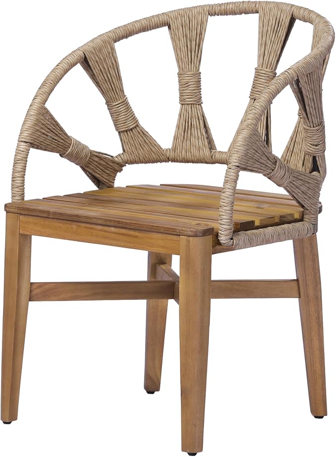 Christopher Knight Home para Acacia Wood Patio Dining Set with Bench, Solid Wood Outdoor Dining Table Set for 6, Outdoor Dining Set with Water-Resistant Cushion, Teak+Beige