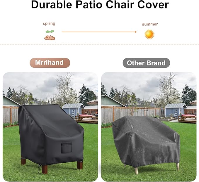 Mrrihand Patio Chair Covers Outdoor Furniture Covers Waterproof Lounge Deep Seat Cover Heavy Duty Lawn Patio Furniture Covers 2 Pack - 38W x 31D x 29H inch