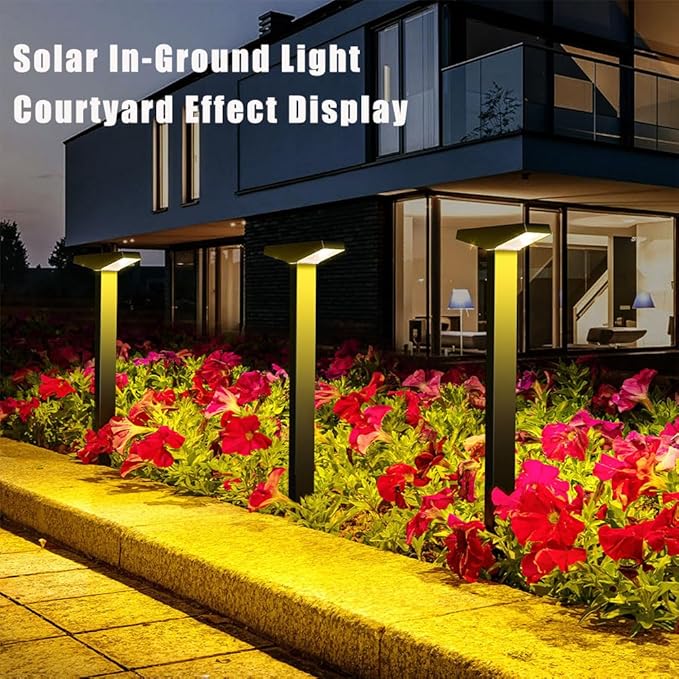 Solar Pathway Lights 4 Pack Outdoor, Waterproof Solar Garden Lights for Lawn, Patio, Walkway ，Auto On/Off, Warm White 3000K Decorative Landscape Lighting