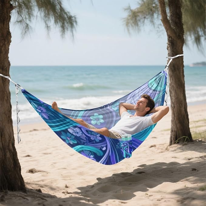 Purple Blue Paisley Outdoor Hammocks with Tree Straps Fabric Hammock for Camping & Hiking Essential