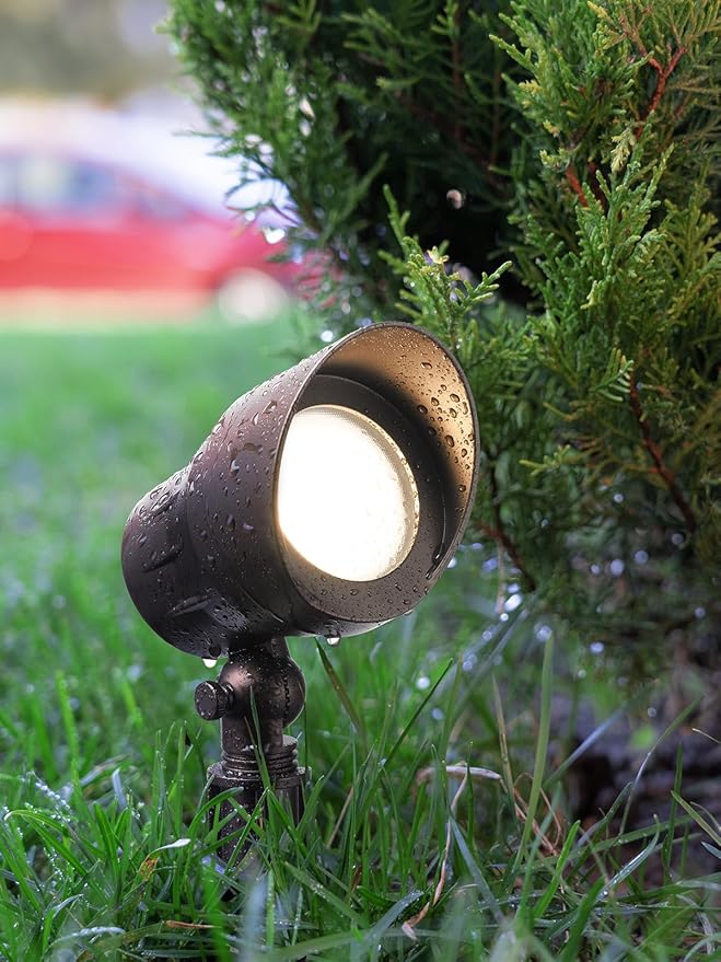 LEONLITE Low Voltage LED Landscape Spotlight, 5W 12V Pathway Lights Outdoor, CRI90, Aluminum Spot Lights for Garden, ETL Listed, IP65 Waterproof, 3000K Warm White, Oil Rubbed Bronze, Pack of 4