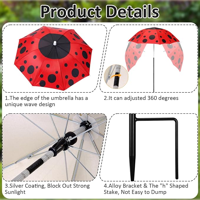 Plant Umbrellas for Outdoor Plants, Large Garden Plant Umbrella Shade Upgraded Adjustable Angle Height for Potted Plants Garden Beds
