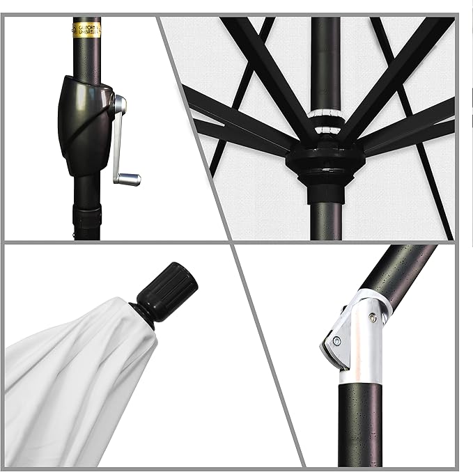 California Umbrella 7.5' Round Aluminum Market Umbrella, Crank Lift
