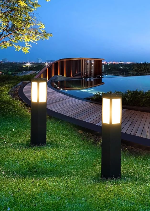 Outdoor Landscape Path Light E26 Bollard Lighting Fixture IP54 Waterproof Pathway Light with Stainless Steel Garden Floor Lamp Outdoor Walkway Lights for Lawn Courtyard Driveway Decoration