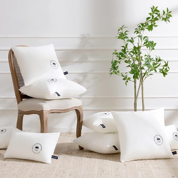 Phantoscope 18x18 Outdoor Pillow Inserts 4 Pack Outdoor Pillows Waterproof | Water Resistant Outdoor Pillows for Patio Porch Furniture Indoor Decorative Throw Pillows Fillers Couch Sham Cushion Stuffer