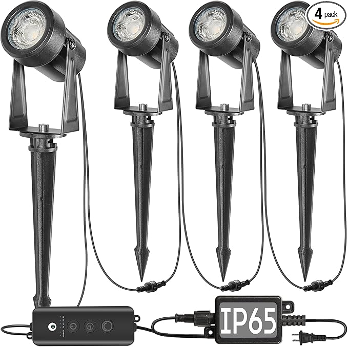 SUNTHIN Outdoor Landscape Lighting with Dusk to Dawn Sensor Controller, 4 Pack
