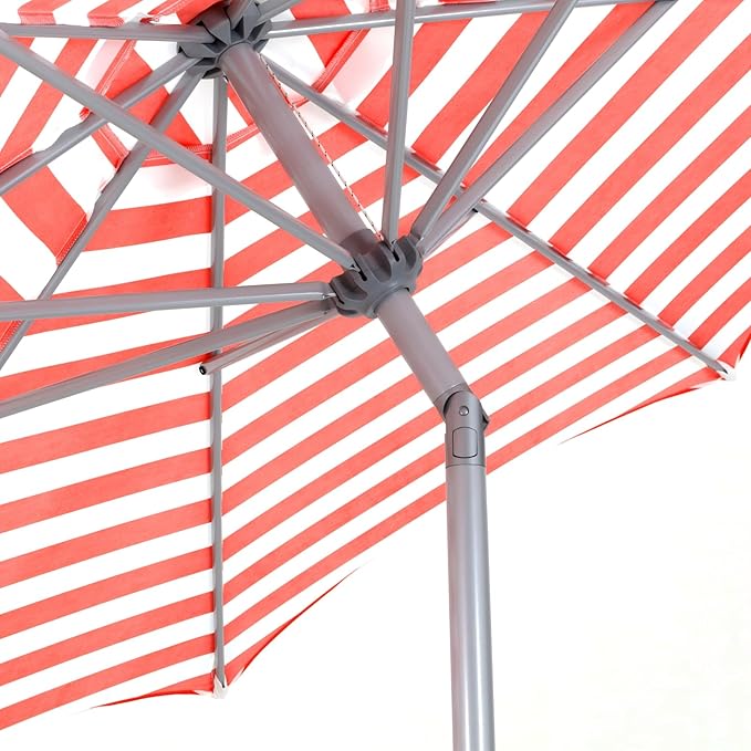 Tempera Patio Umbrellas Arc Edge Outdoor Table Market Umbrellas with Crank & Pust Button Tilt|Auto-Tilt, 8 Steel Ribs, High Color-Fastness Canopy