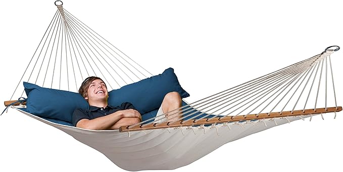 LA SIESTA Alabama Navy Blue - Quilted Spreader Bar Hammock Size King