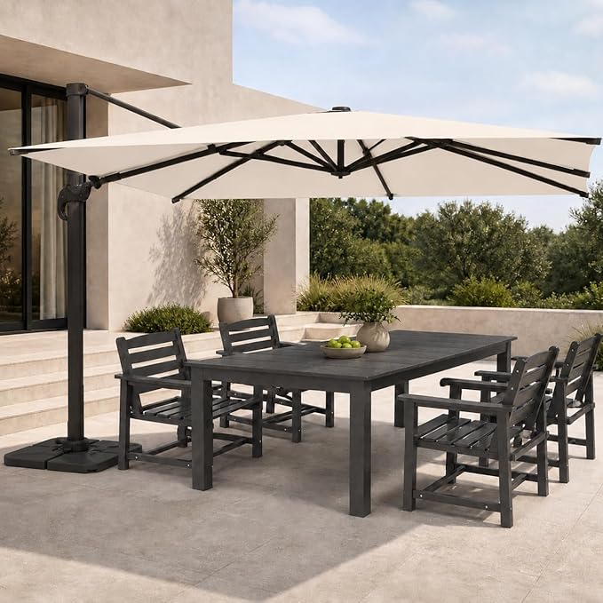 Cantilever Patio Umbrella, Large Square Outdoor Offset Umbrella with Aluminum Pole, 360-degree Rotation for Garden, Deck, Pool