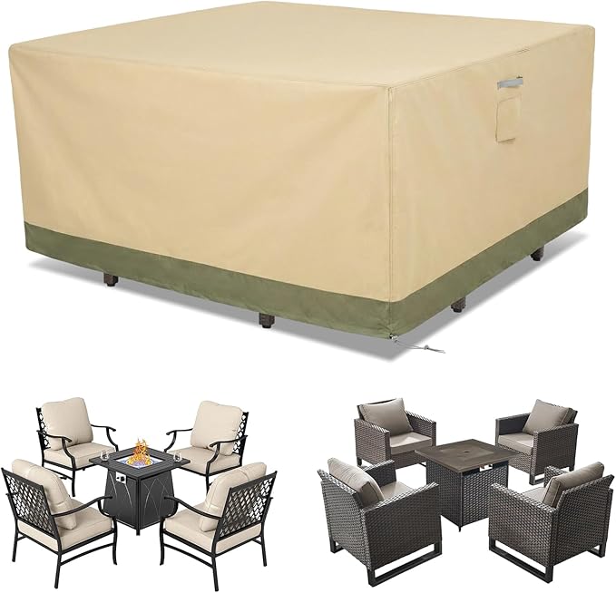 COWVIE Square Outdoor Furniture Cover for Sectional Sofa Set, 600D Waterproof Patio Set Cover for Lawn General Purpose Table and Chairs, 92''L x 92''W x 32''H