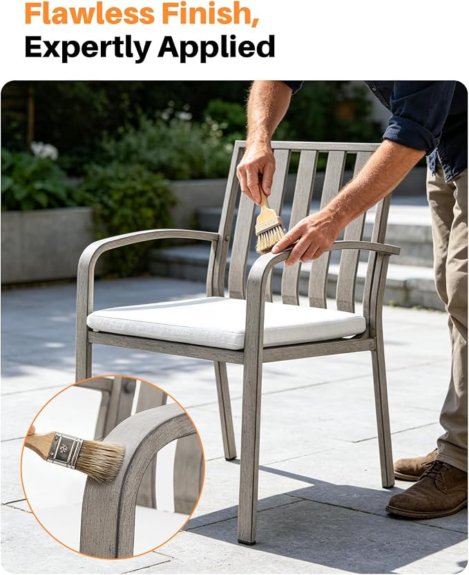 Never-Rust Patio Dining Chairs Set of 4, Aluminum Outdoor Dining Chairs with Polyester Seat Cushions, Deep Seating Outdoor Chairs for Table, Sturdy Patio Furniture Set for Deck, Garden, Pool
