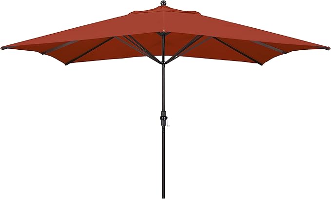 California Umbrella 11' x 8' Rectangle Aluminum Market Umbrella, Crank Lift, Bronze Pole, Sunbrella Terracotta