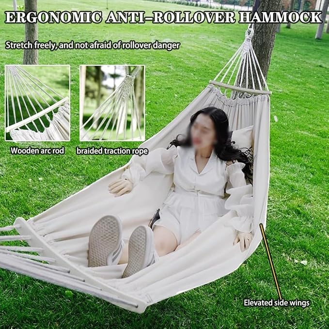 Thick Canvas Double Hammock Outdoor Leisure Anti-rollover Swing Bind Rope Binding Rope Storage Bag Safety Buckle Load Bearing 300kg