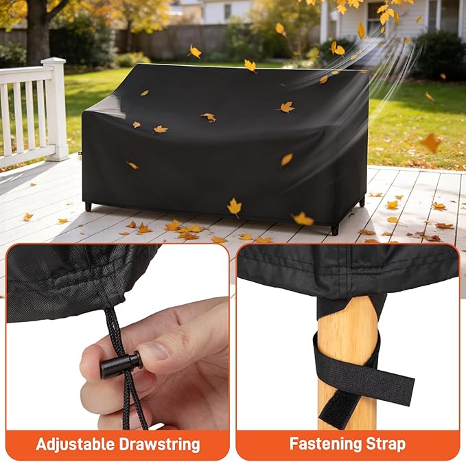 Arcedo Waterproof 3-Seater Furniture Cover, Outdoor Couch Cover for Patio Sofa, All Weather Protection for Chair Seat, 79" W x 37" D x 35" H, Black