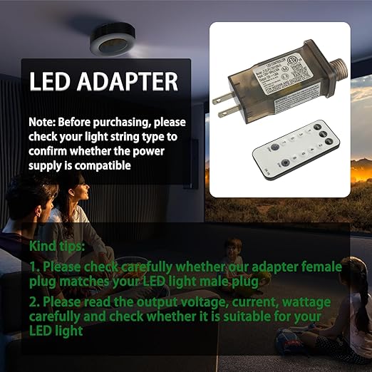 12V 12W 8 Mode LED Controller with Memory Function and IR Remote Control Low Voltage Transformer for Holiday String Lights,not Fit for 8 Mode with Control Box and 1 Mode String Light(1 pcs)