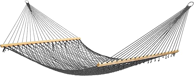 Fab Habitat 12-14 ft Adjustable Quick Dry Recycled Polyester Rope Hammock, Fade Resistant, 2 Person Indoor/Outdoor (460lbs Capacity) for Patio, Poolside, Backyard, Garden, Balcony, Miami - Charcoal