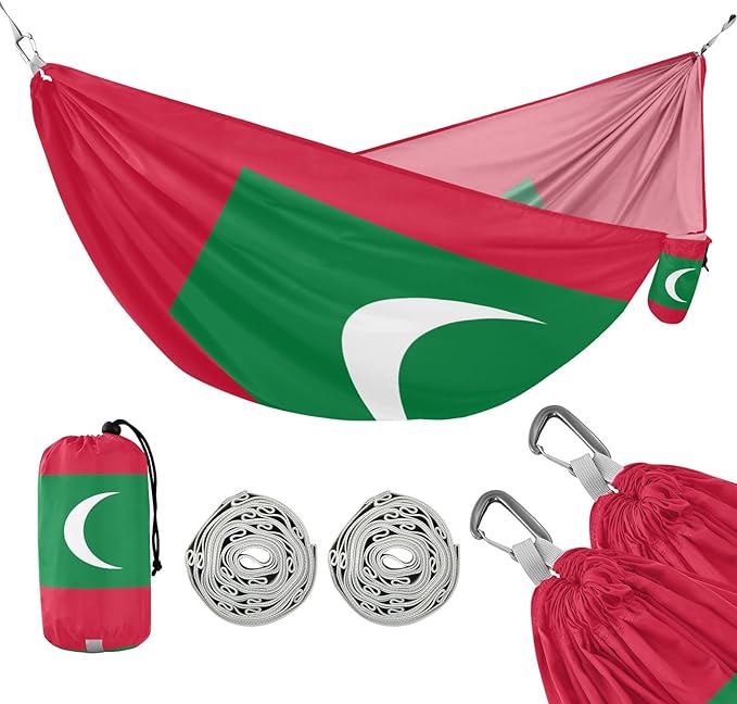 National Flag of Maldives Hammocks with Portabl Carry Bag Backyard Hammock for Indoor Outdoor Patio