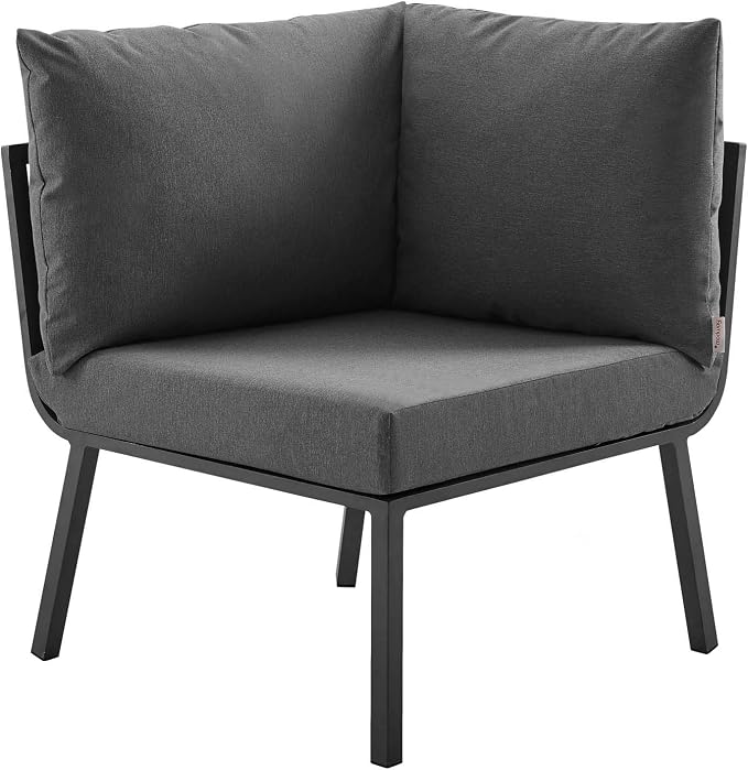 Modway Riverside 4 Piece Sectional Set with Armchair and Table, 61. 5" L x 114" w x 28" H, Gray Charcoal