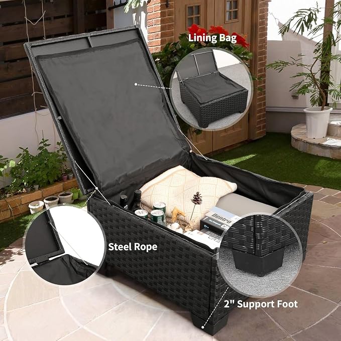 3 Piece Outdoor Patio Furniture Set with Waterproof Covers, Light Grey Patio Couch for Backyard, Deck, Porch Lounge(Beige)