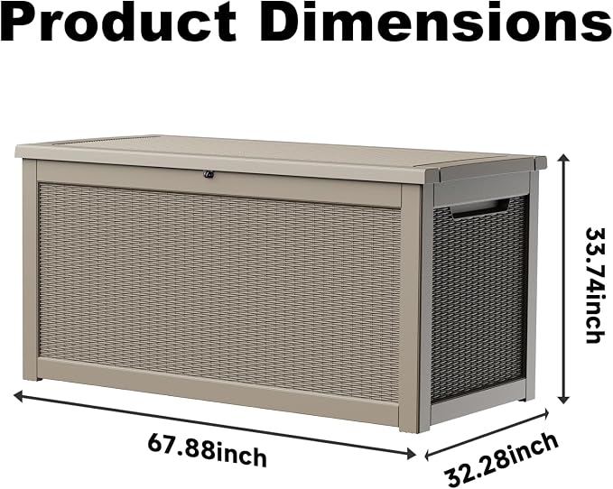 Deck Box Large Outdoor Storage for Patio Furniture,Outdoor Cushions,Garden Tools and Pool Supplies,Waterproof,Resin,Lockable (Grey, 320 Gallon)