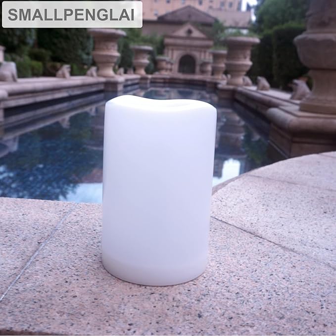 1 Pack Outdoor Flameless Pillar Candle with Remote and Timer Waterproof Battery Operated Electric LED Candle Set for Gift Home Décor Party Wedding Supplies Garden Christmas Decoration, 3” x 4”