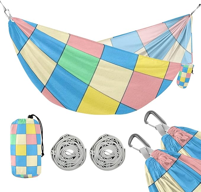 Checkered Plain Blue Green Beige 330lb Capacity Hammocks Portable Hammock for Outside Patio Garden Base para hamacas