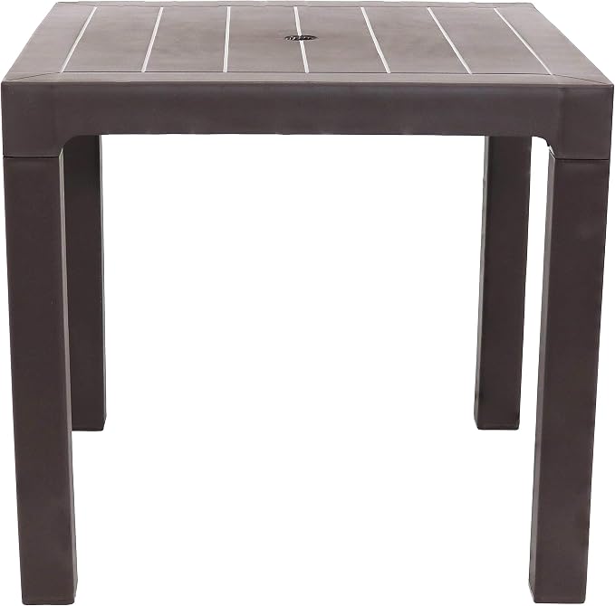 Sunnydaze 31-Inch Square Plastic Indoor/Outdoor Dining Table - Brown