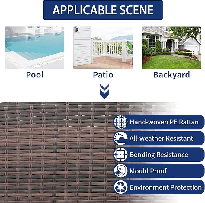 YLGJ&TIDY Outdoor Patio Furniture Set, 3-Seat Patio Sofa, All-Weather PE Rattan Sectional Conversation Set, Waterproof Couch w/Thick Cushions, Deep Seat, High Backrest for Backyard, Poolside, Porch