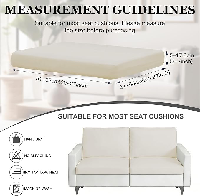 BIETYONE 4Pcs Patio Stretch Cushion Covers,Outdoor Sofa Replacement Cover Slipcovers for Patio Furniture Cushion Covers, Washable Reusable Furniture Protector
