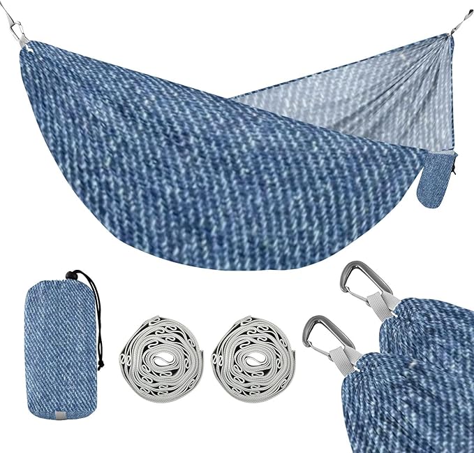 Blue Jeans 330lb Capacity Hammocks for Camping with Hanging Rope Backyard Hammock for Patio Backyard Lounge Base hamaca inflable para Piscina