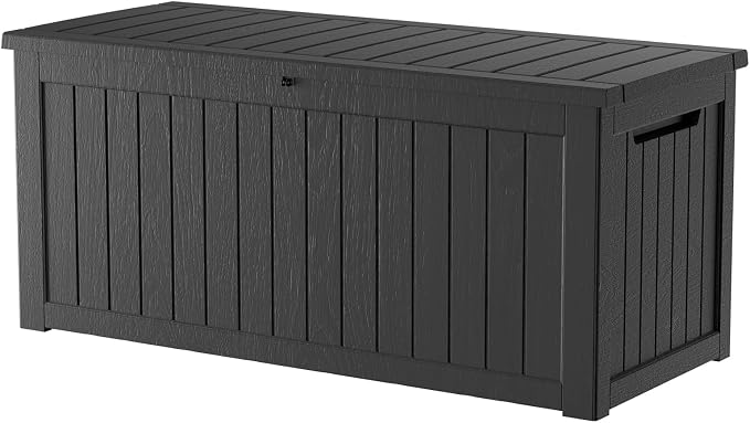 270 Gallon Outdoor Storage Box Patio Deck Box Waterproof, Resin Lockable Outside Large Storage Bin for Pool Cushion Furniture