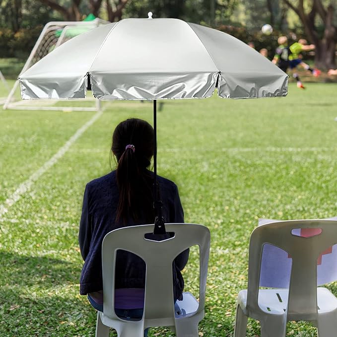 G4Free UPF 50+ Universal Clamp On Umbrella Adjustable Outdoor UV Protection Beach Chair Umbrella for Strollers, Wheelchairs, Patio Chairs, and Golf Carts