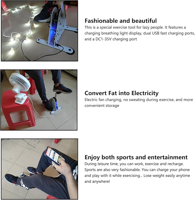 Portable Foot Pedal Generator, 50W/100W Hand Crank Generators with USB Interface/DC1-35V Output Fitness Bicycle Generator Charger
