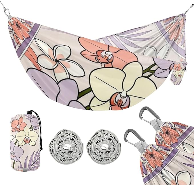 Orchid Bouquet Hammocks for Camping with Portabl Carry Bag Portable Hammock Indoor Outdoor Patio