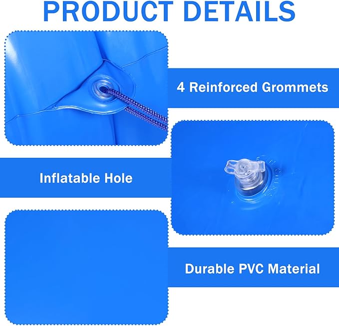 54in Dome Patio Furniture Cover Airbag, Dia Reusable Weather Resistant Dome Airbag Round Dome Airbag Kit with 4 Ropes to Fix for Outdoor Patio Furniture