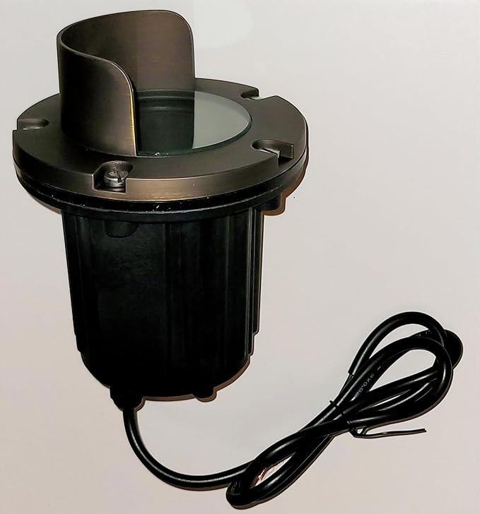 Ironsmith Lighting In-Ground Well Light Fixture & Kits – Solid Brass Cover, Bronze Housing, LED or Halogen Compatible, Low Voltage 12V (Housing and Hood Cover Kit | with 5W LED)