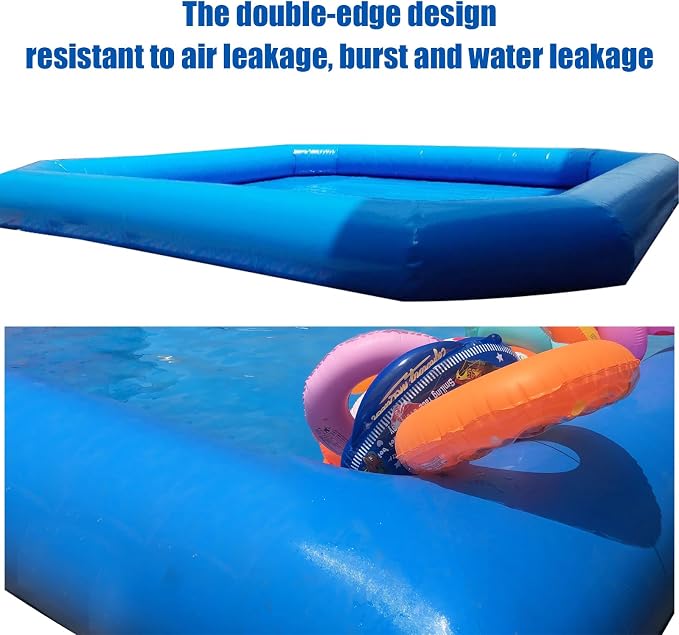 INTBUYING Inflatable Water Pool 23x23x1.8ft PVC Inflatable Swimming Pool for Play Water Walking Ball Wading Pool with 800W Blower for Family Summer Outdoor Garden Water Play