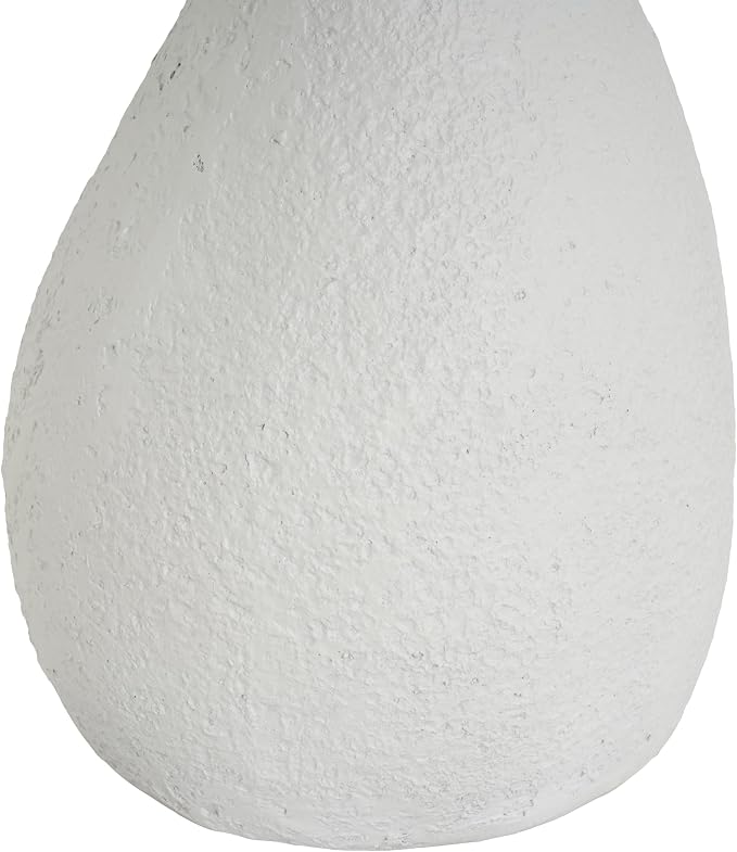 Merax Small Outdoor Patio Side Table, Modern MGO Accent End Table for Indoor Outdoor, 20.87" Height Small Round Patio Coffee Table with Vase-Shaped Base, No Need Assembly, White Textured Stone-Look