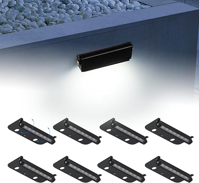 4inch 1.8W 12V AC/DC Low Voltage Landscape Lighting,5000K Daylight White Retaining Wall Light,Hardscape Lighting Paver Light,50,000 Hours Lifespan Outdoor Step Light,8Packs-Black