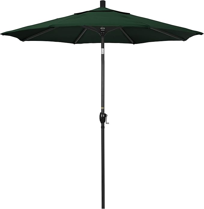 California Umbrella 7.5' Round Aluminum Market Umbrella, Crank Lift, Push Button Tilt
