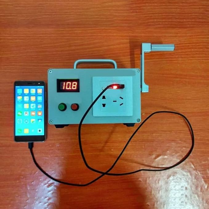 Emergency Hand Generator, 30W/150W500W Outdoor Portable Manual Hand Crank Generator with USB Charger, LED Emergency Light, Household Powerful Emergency Power Supply,150W