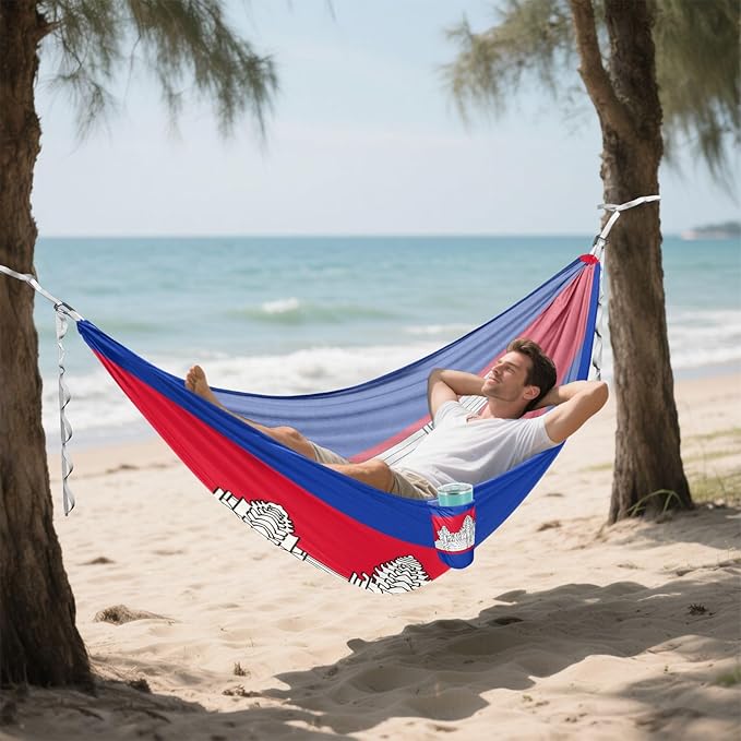 National Flag of Cambodia Hammocks with Portabl Carry Bag Backyard Hammock for Indoor Outdoor Patio