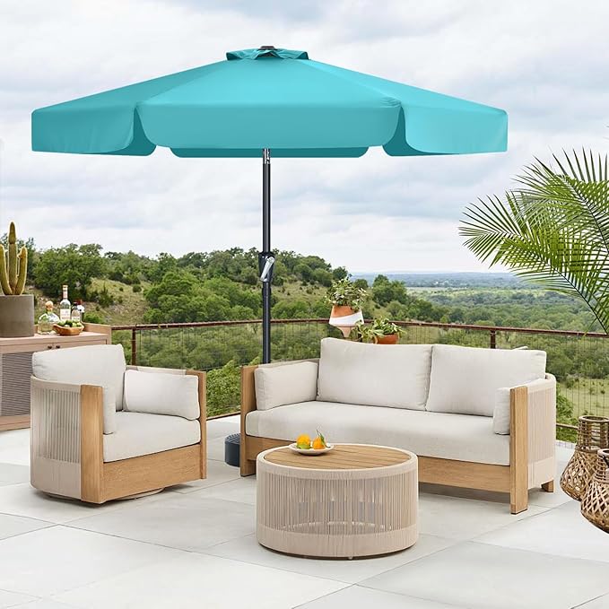 MASTERCANOPY 7.5ft Patio Umbrella with Valance, Crank and Tilt – 6 Ribs Outdoor Market Umbrella, UV/Fade Resistant, Waterproof Canopy with Wind Vent for Garden, Deck, Backyard, Pool (Turquoise)