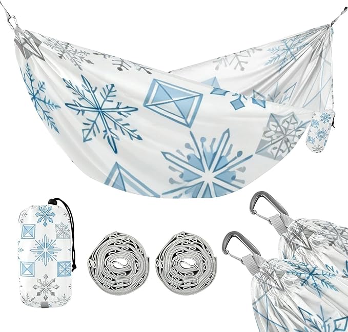 Snowflake and Gem Hammocks with Hanging Rope Tree Hammock for Outside Patio Backyard Poolside