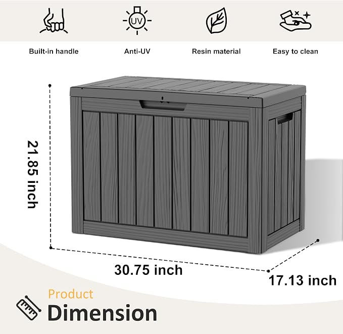Package Delivery Box, Lockable Resin Outdoor Package, Waterproof Deck Box for Porches, Patios, Indoor & Outdoor Use (55 Gallon, Black)