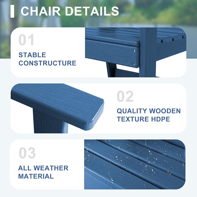 FUNBERRY Outdoor Dining Chair, HDPE All Weather Patio Chair for Outside | Wood-Grain, HDPE All Weather, No Rot or Rust or Crack, UV Fade Shield, 330LBS Weight Capacity, Easy-Clean for Outside