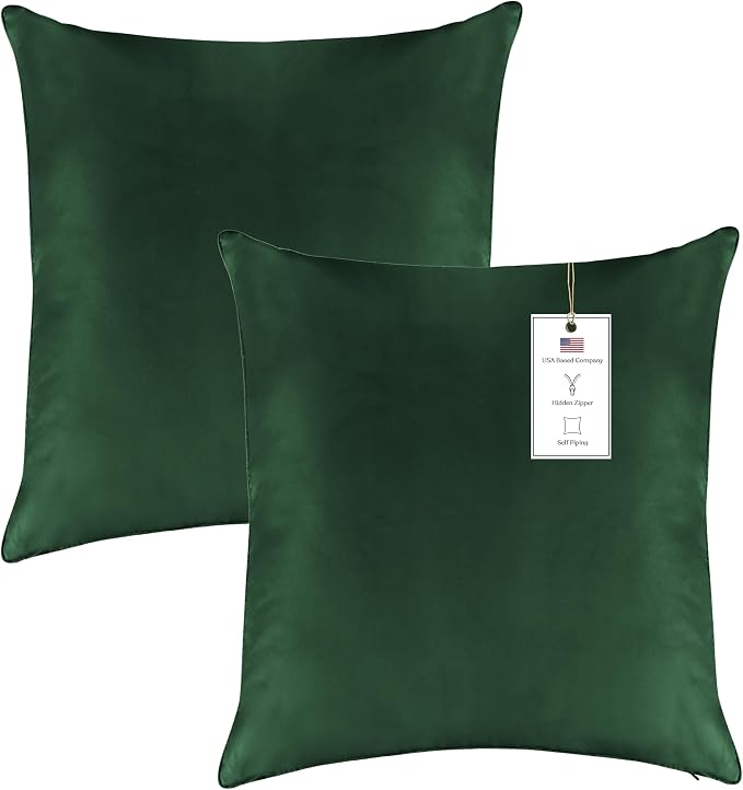 A1 HOME COLLECTIONS A1HC Luxurious Outdoor Waterproof Pillow Covers 18x18 Inches (Pack of 2, Timber Green), Throw Pillow Covers for Pool Areas, Garden, Sofa, Chairs, Beds, Tent, Patio
