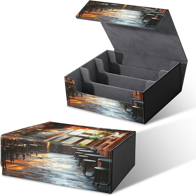 Large Card Deck Box for MTG, Fits 1200+ Sleeved Cards, PU Leather Storage Case with Strong Magnetic Closure, Multiple Colors for TCG CCG Baseball Card Collections, Vintage Book Dining Tube