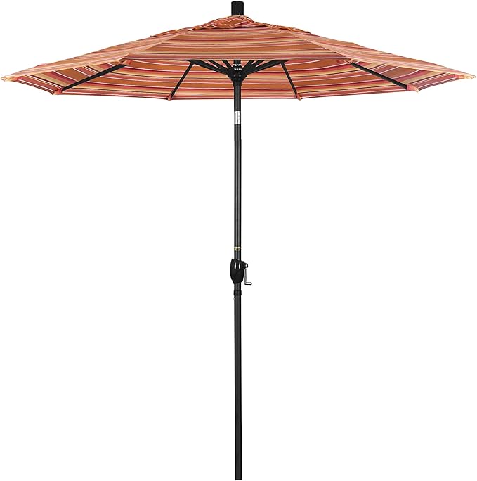California Umbrella 7.5' Round Aluminum Market Umbrella, Crank Lift