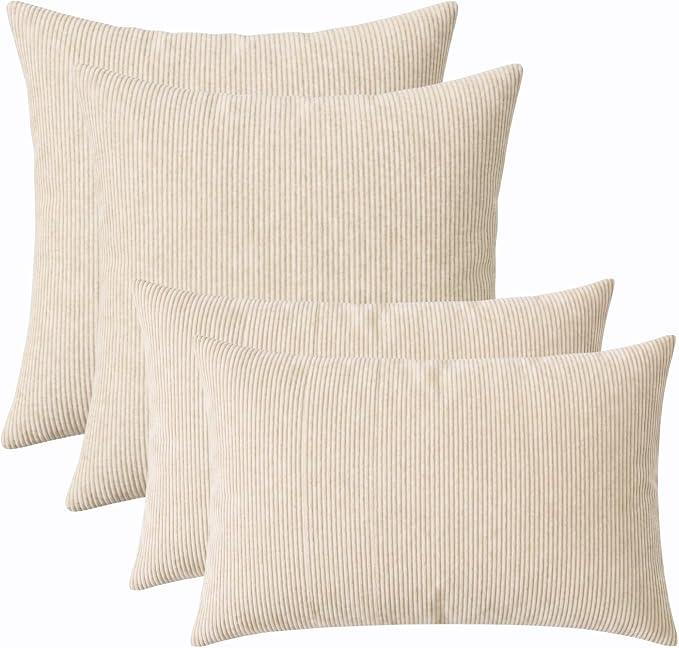RSH DECOR: Lumbar & Square Pillows Set of 4 | 20" x 12" & 17" x 17" | Water and Fade-Resistant Performance Fabric | Outdoor Throw Pillows for Patio Furniture | Made in USA (Logic Bones)
